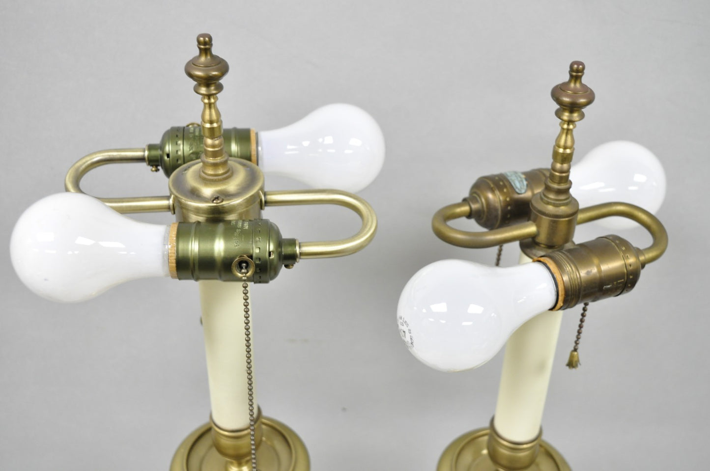 Vintage Federal Style Brass Candlestick Urn Form Table Lamps, Japan - a Pair