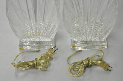 Vintage Mid Century Modern Crysal Glass & Acrylic "Fan" Table Lamps - a Pair