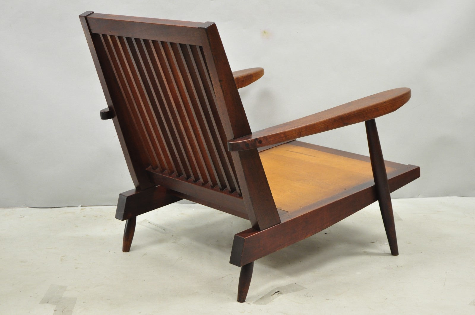 Vintage George Nakashima Spindle Back Black Walnut "Cushion" Lounge Arm Chair