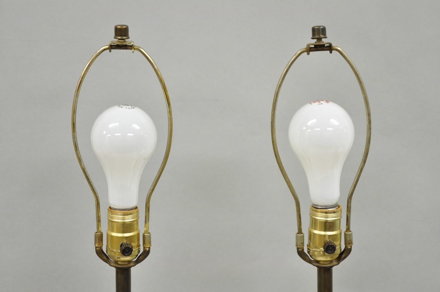 Vintage Mid Century Modern Sculpted White Ceramic & Teak Wood Table Lamps - Pair