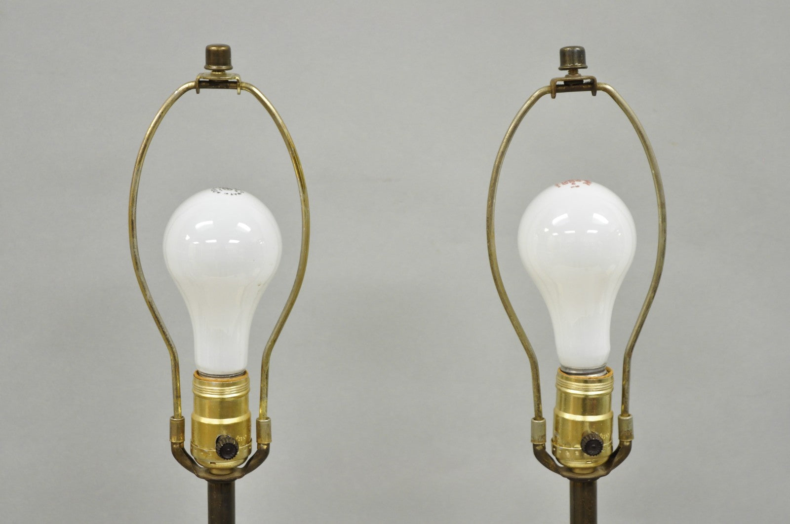 Vintage Mid Century Modern Sculpted White Ceramic & Teak Wood Table Lamps - Pair