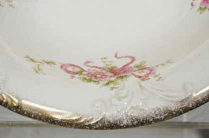 Antique WH Tatler Porcelain Pink Rose Flower Victorian Bath Wash Basin, 4 Pc Set