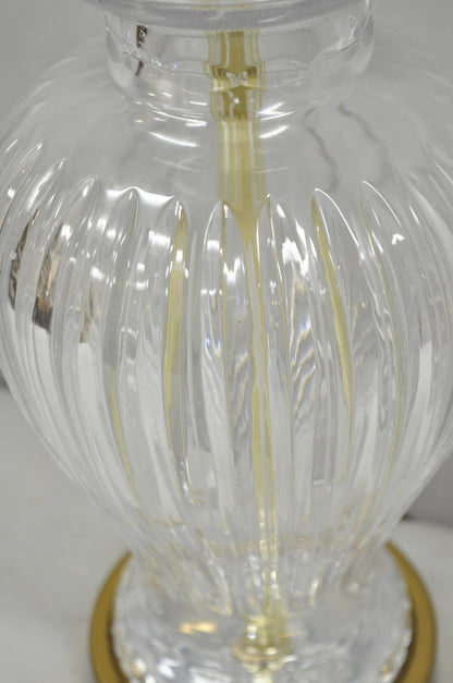Vintage Chinoiserie French Leaded Crystal Glass Ginger Jar Brass Table Lamp