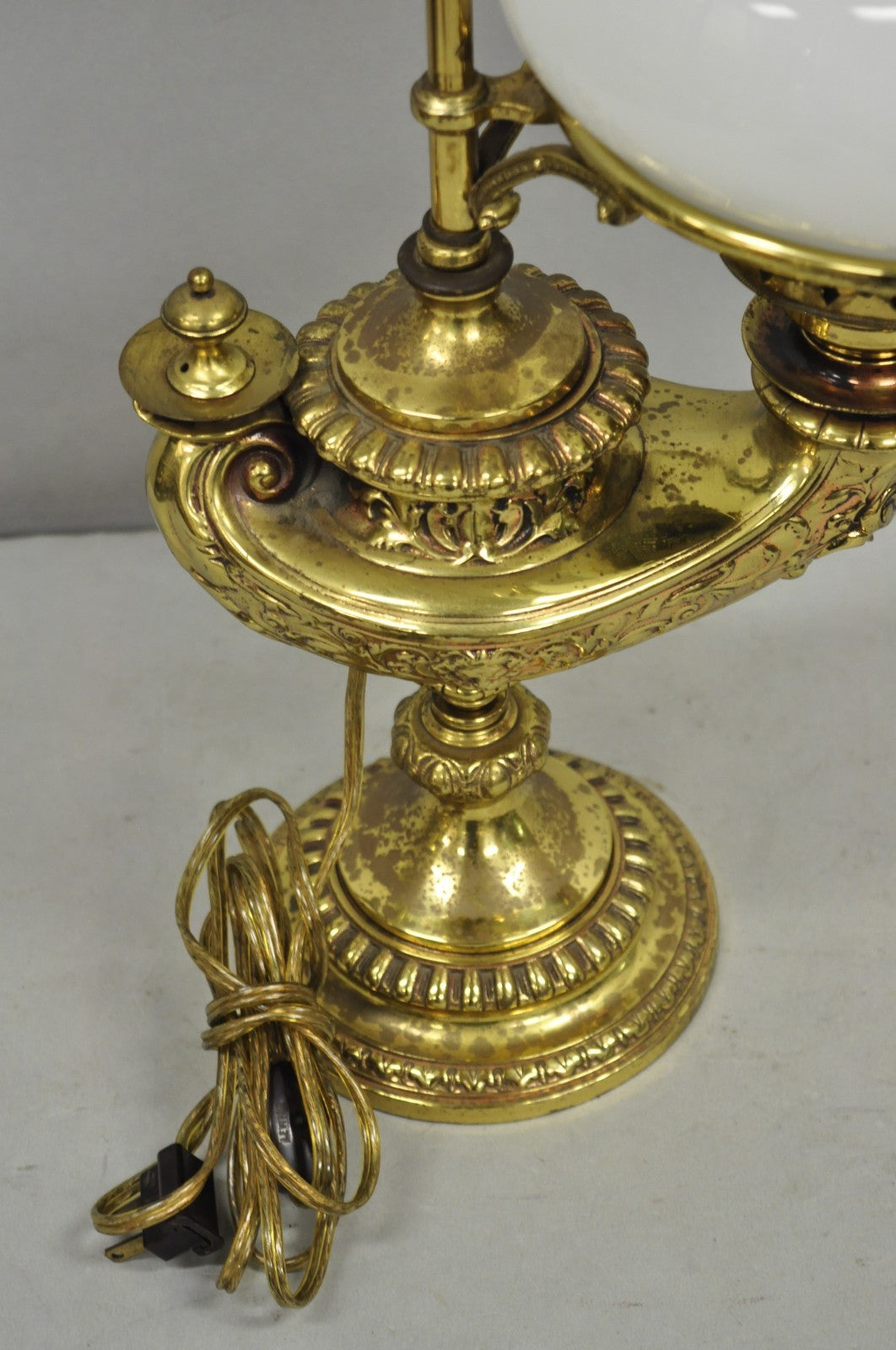 Antique Wild & Wessel Italian Classical Style Brass Figural Lantern Desk Lamp