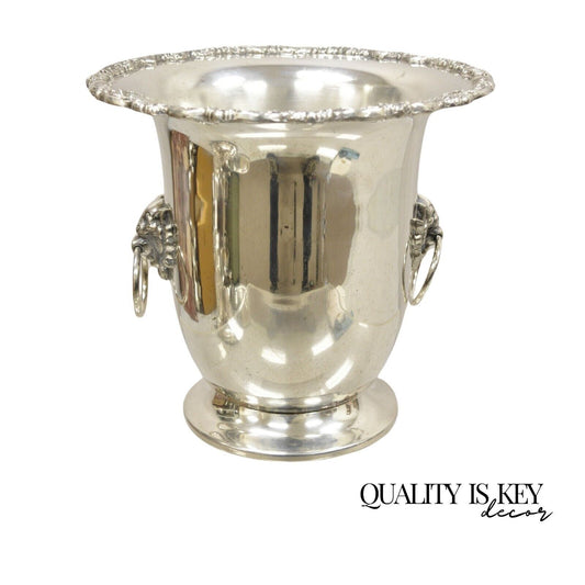 Poole Silver Regency Style Silver Plated Lion Head Fluted Champagne Ice Bucket