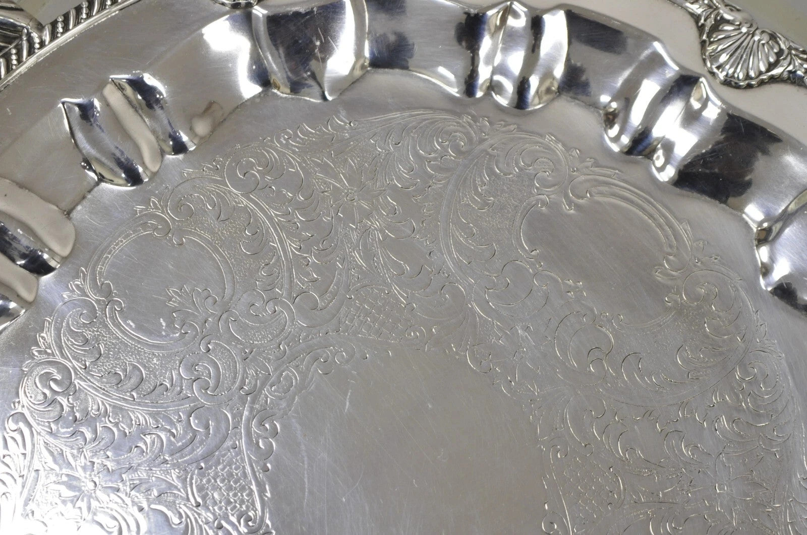 Vintage Federal Silver Co Silver Plated Round Twin Handle Bar Platter Tray