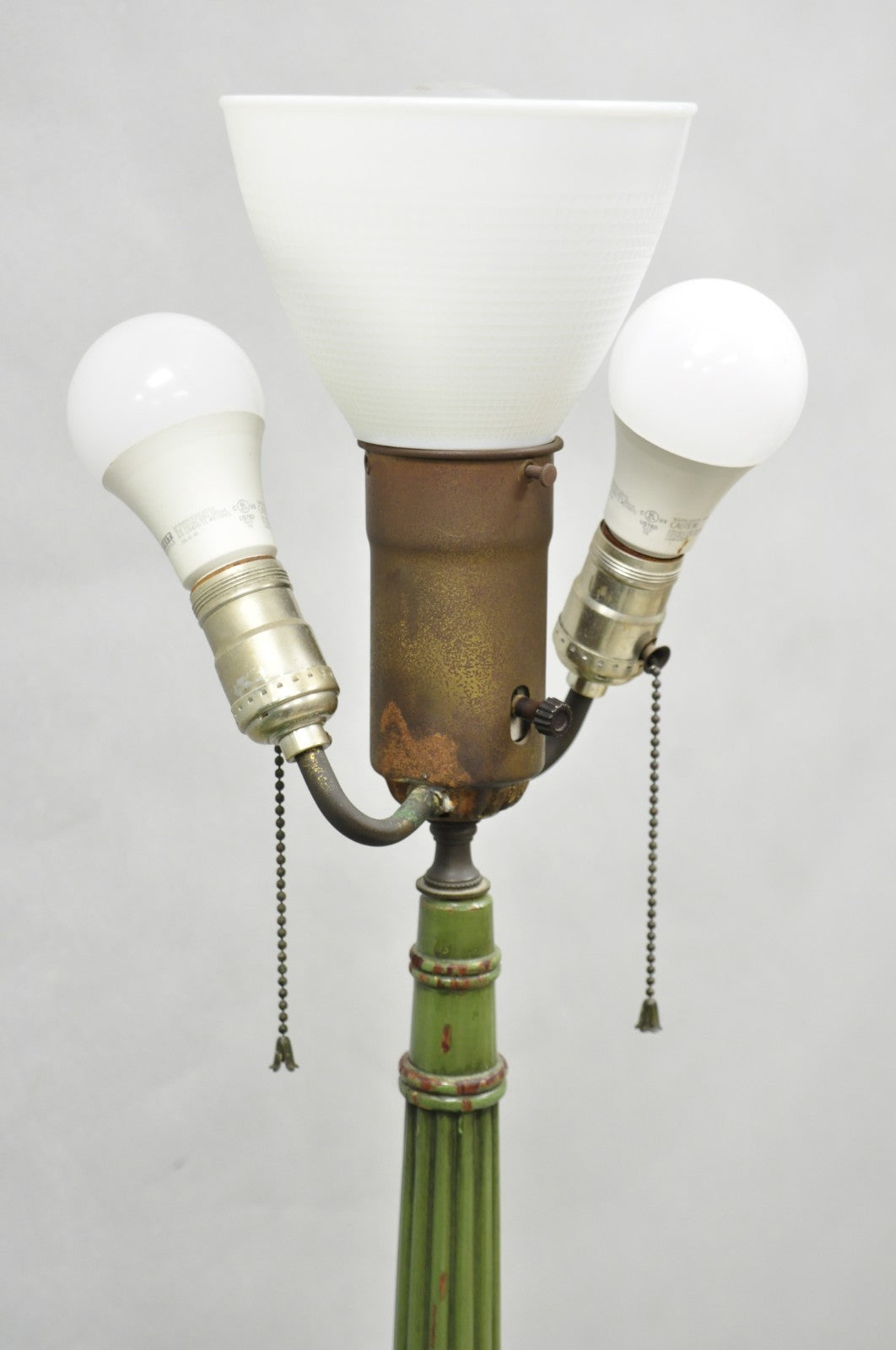 Hollywood Regency Tommi Parzinger Style Green Marble End Table Floor Lamp - Pair