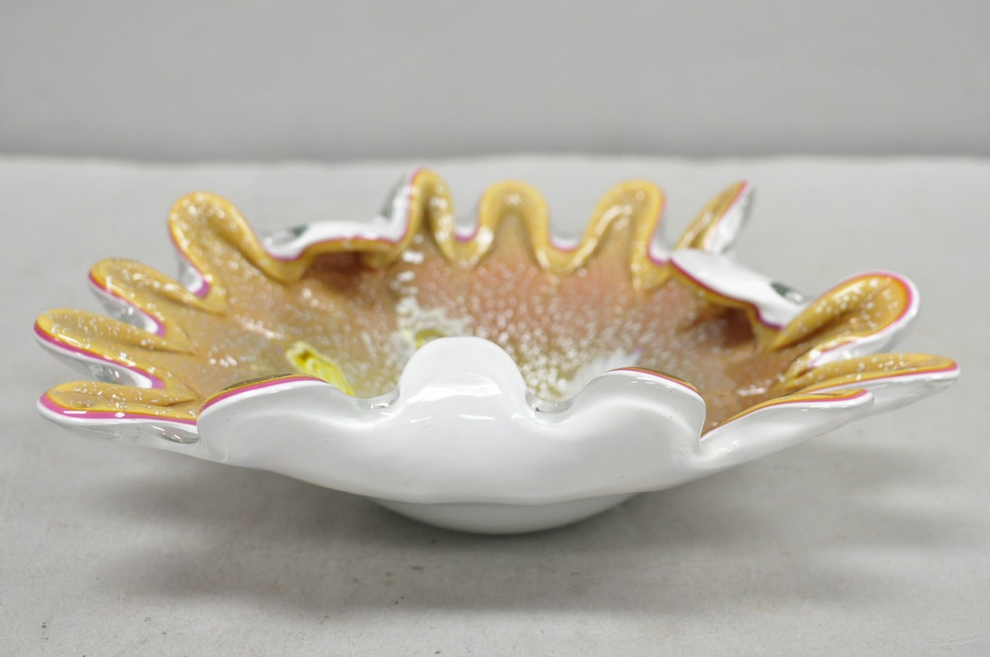 Vintage Murano Italian Art Glass Millefiore Clam Shell Candy Dish Bowl (B)