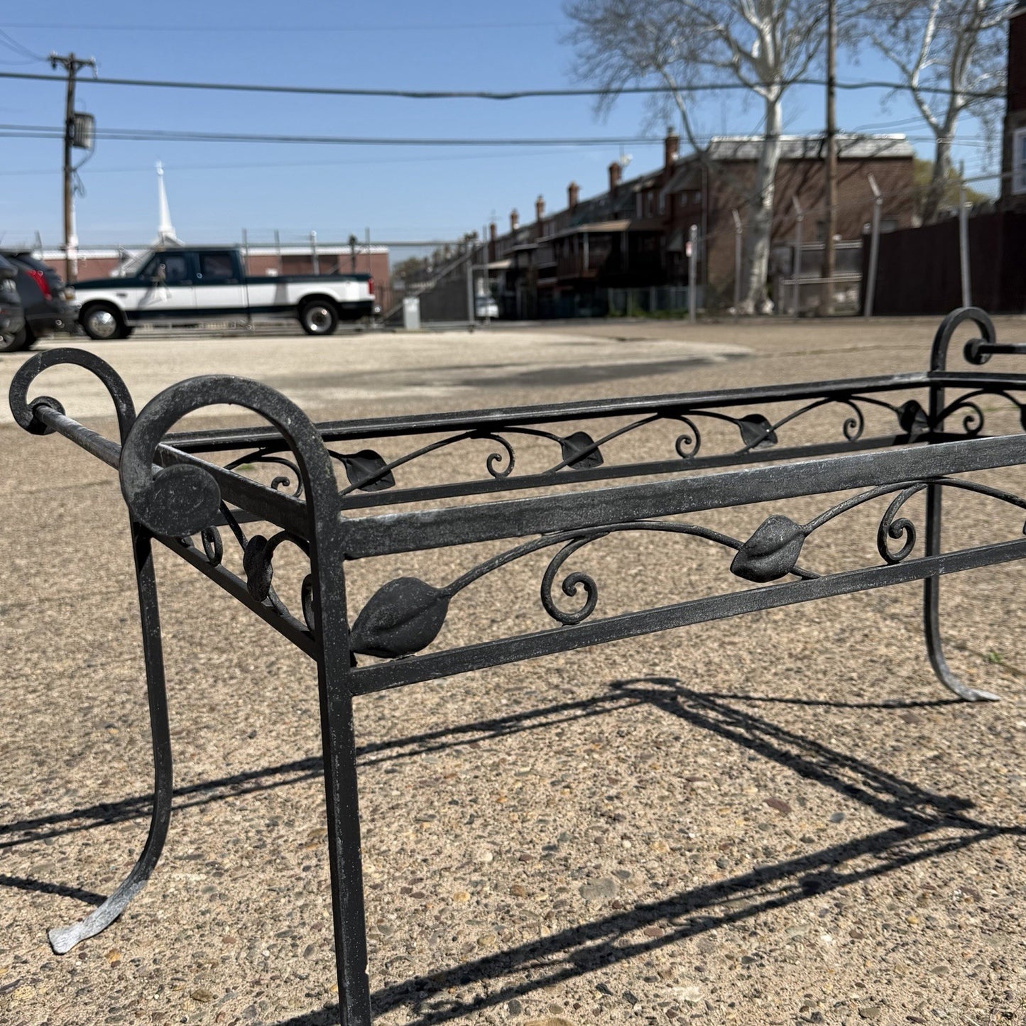Vintage Salterini Art Nouveau Wrought Iron Garden Patio Rectangular Coffee Table