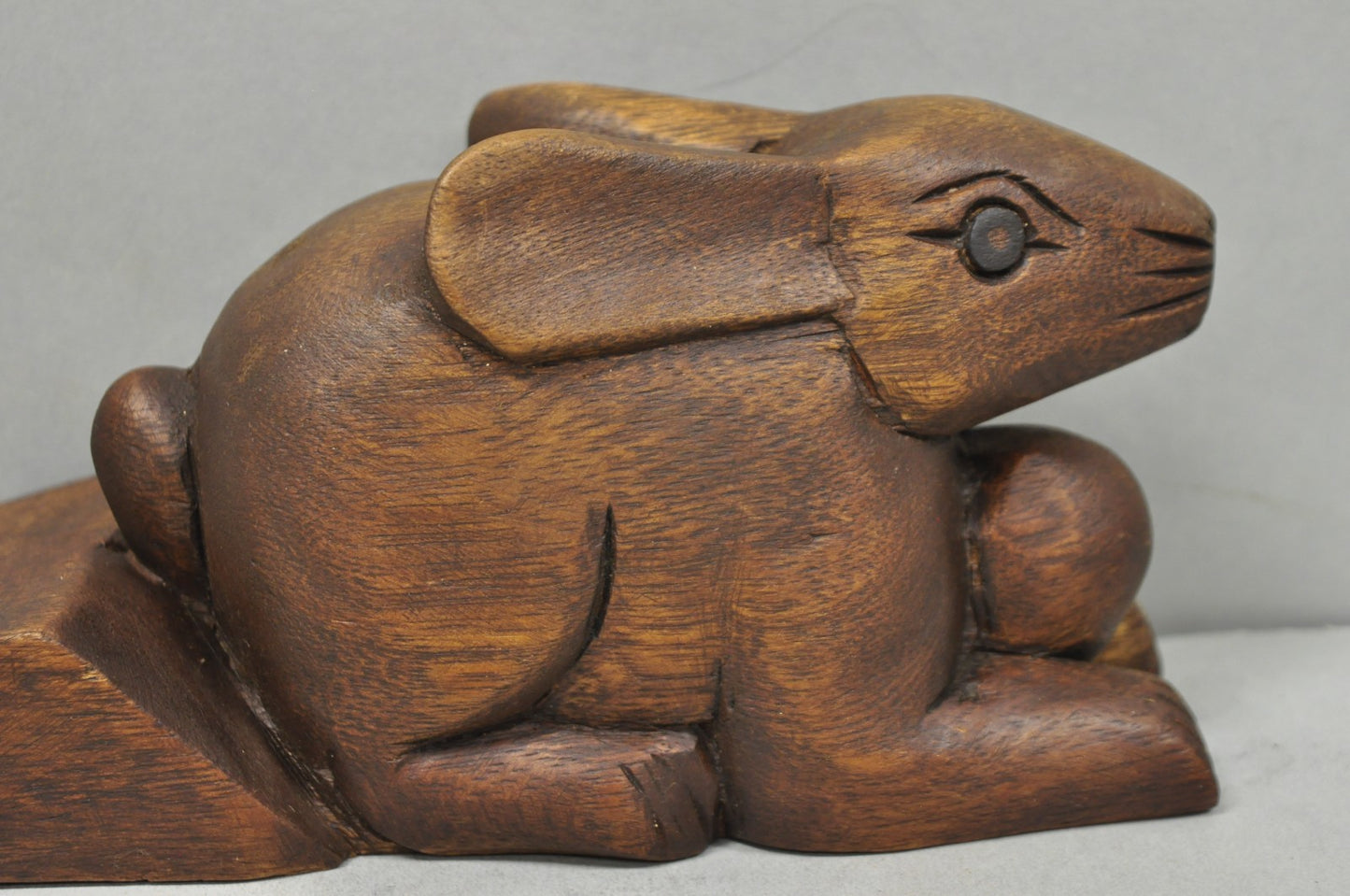 Folk Art Style Solid Carved Wood Bunny Rabbit Door Stop