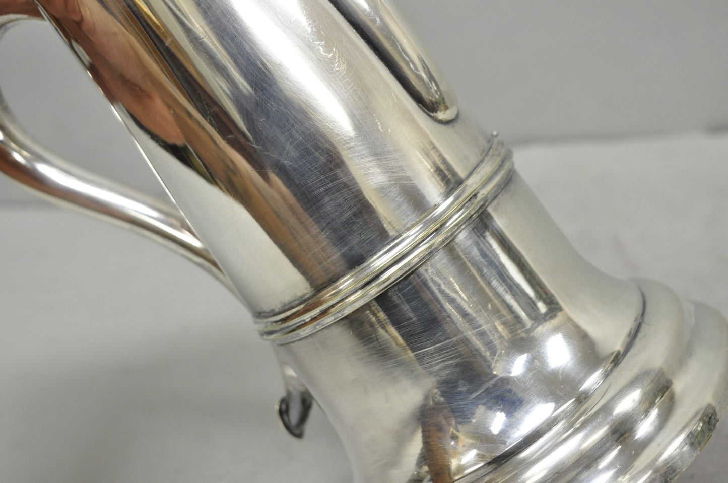 Antique English Regency Silver Plated Flagon Pitcher w/ Heart Handle
