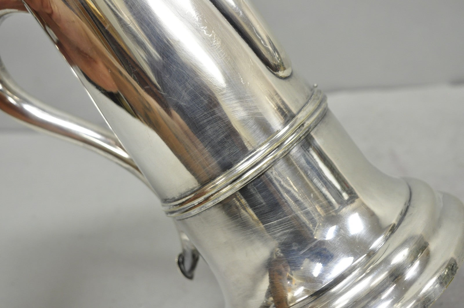 Antique English Regency Silver Plated Flagon Pitcher w/ Heart Handle