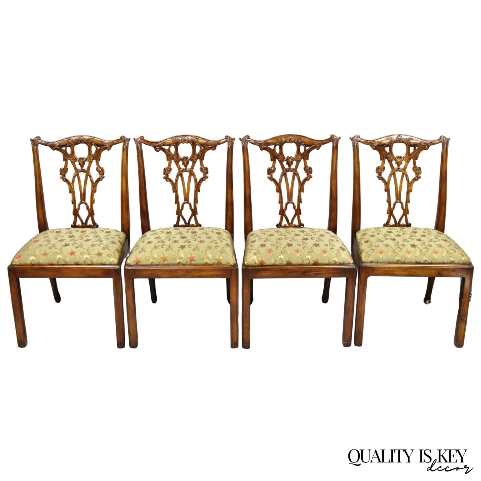 Chippendale Style Carved Mahogany Dining Side Chairs attr Theodore Alexander - 4