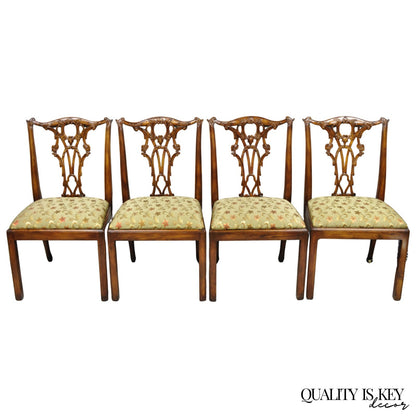 Chippendale Style Carved Mahogany Dining Side Chairs attr Theodore Alexander - 4