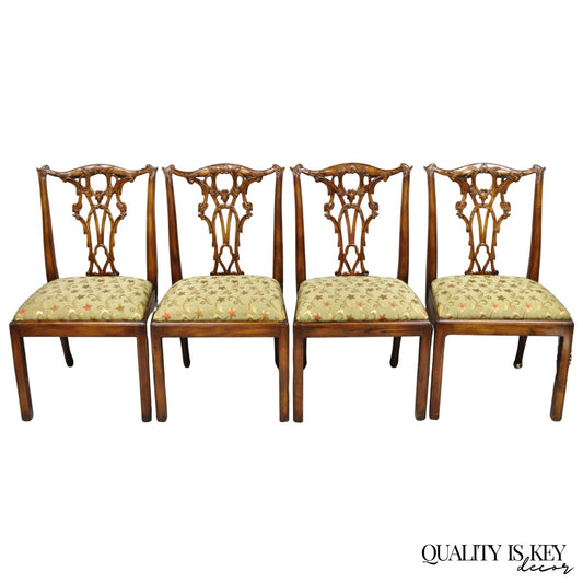 Chippendale Style Carved Mahogany Dining Side Chairs attr Theodore Alexander - 4