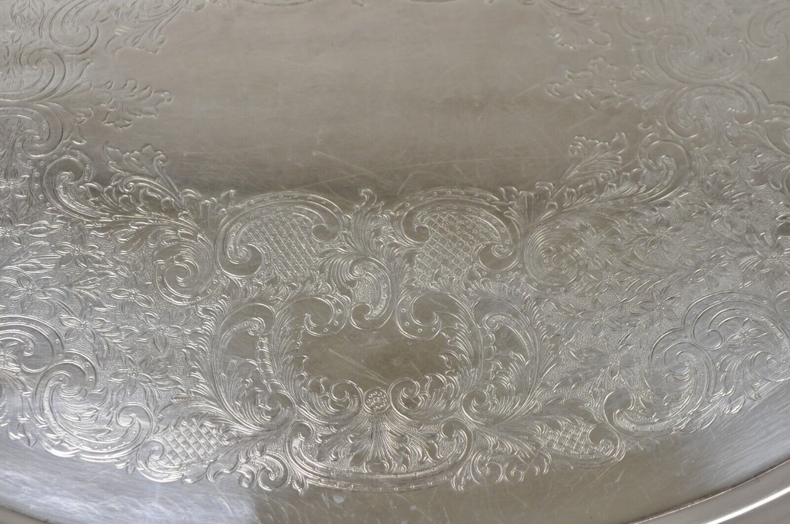 Vintage Poole Silver Co Lancaster Rose 30" Victorian Style Serving Platter Tray