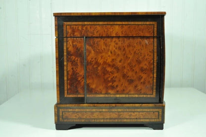 Antique French Brass Inlay Tantalus Box Cordial Decanter Set Liquor Cabinet