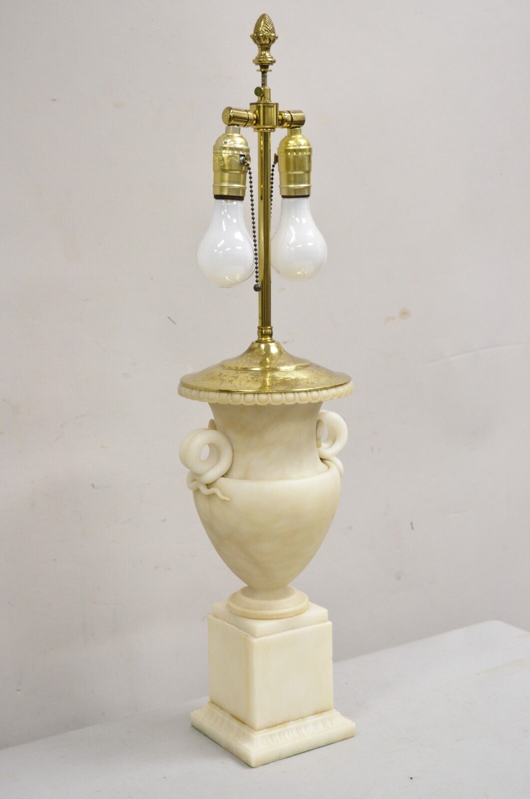 Vintage French Empire Neoclassical Italian Alabaster Marble Urn Table Lamp