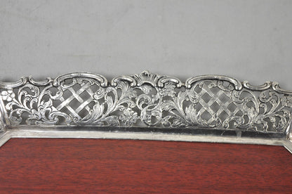 Vintage Victorian Melamine & Silver Plated Faux Wood Bar Liquor Serving Tray