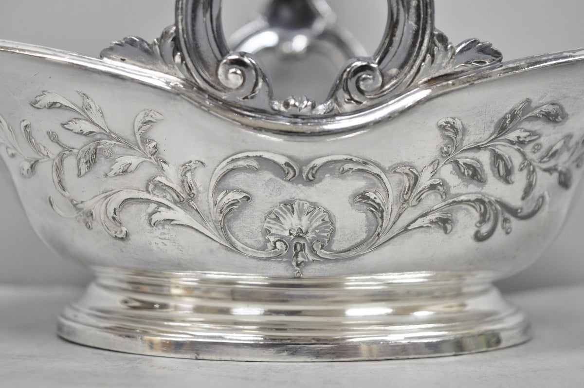 Antique Christofle Gallia French Art Nouveau Silver Plated Fruit Basket w Handle