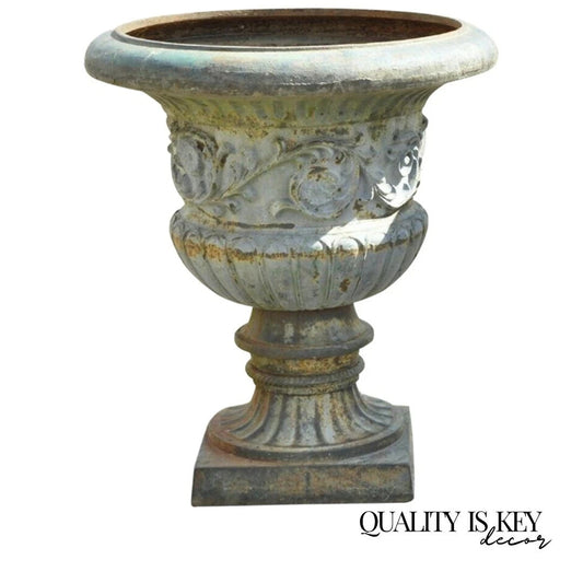 French Classical Style Cast Iron 28" Garden Campana Urn Outdoor Planter Pot