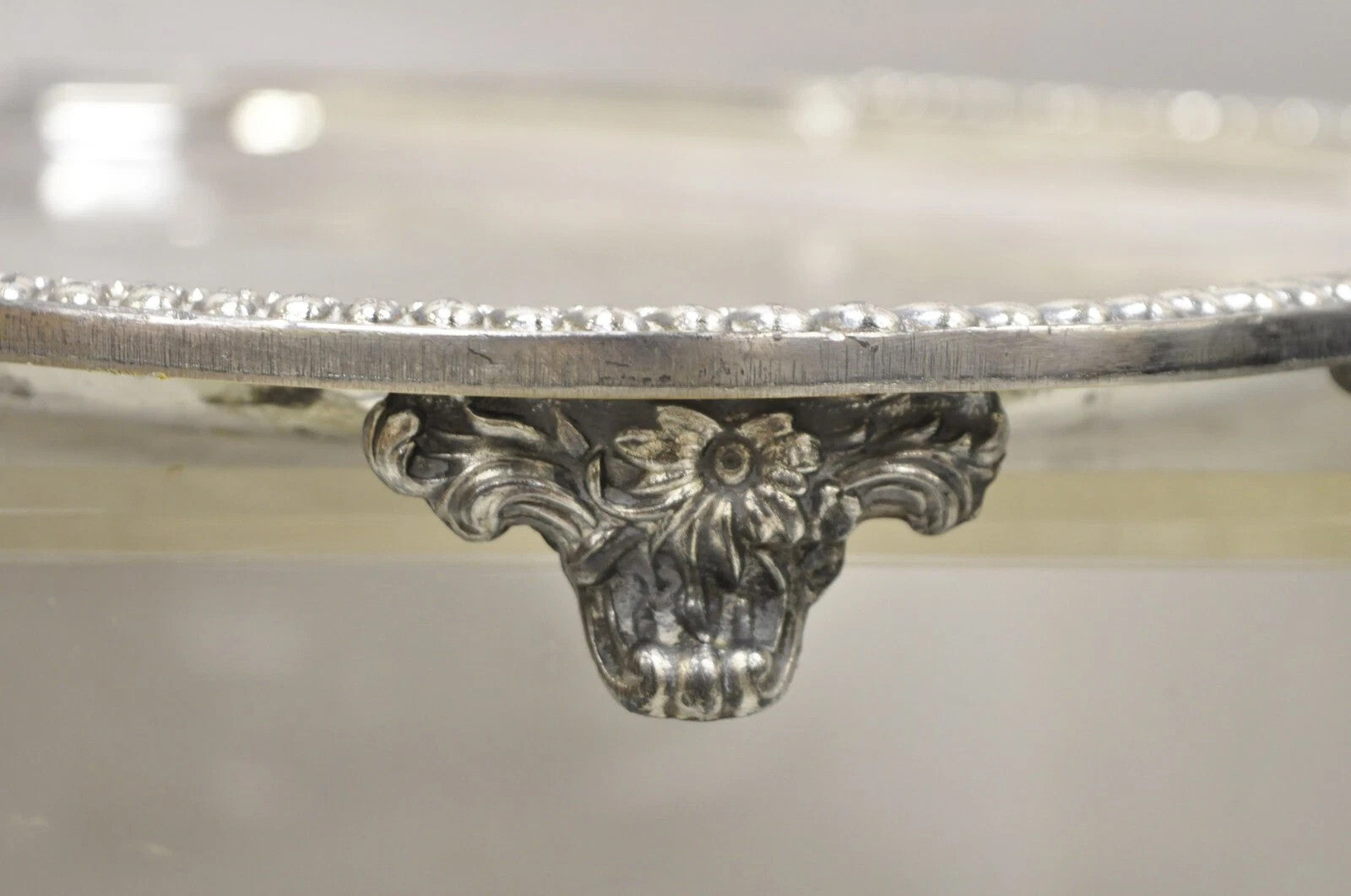 Vintage Victorian Silver Plated Regency Twin Handle Bar Platter Serving Tray