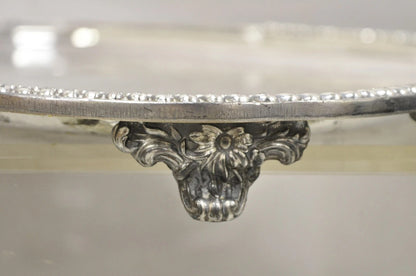 Vintage Victorian Silver Plated Regency Twin Handle Bar Platter Serving Tray