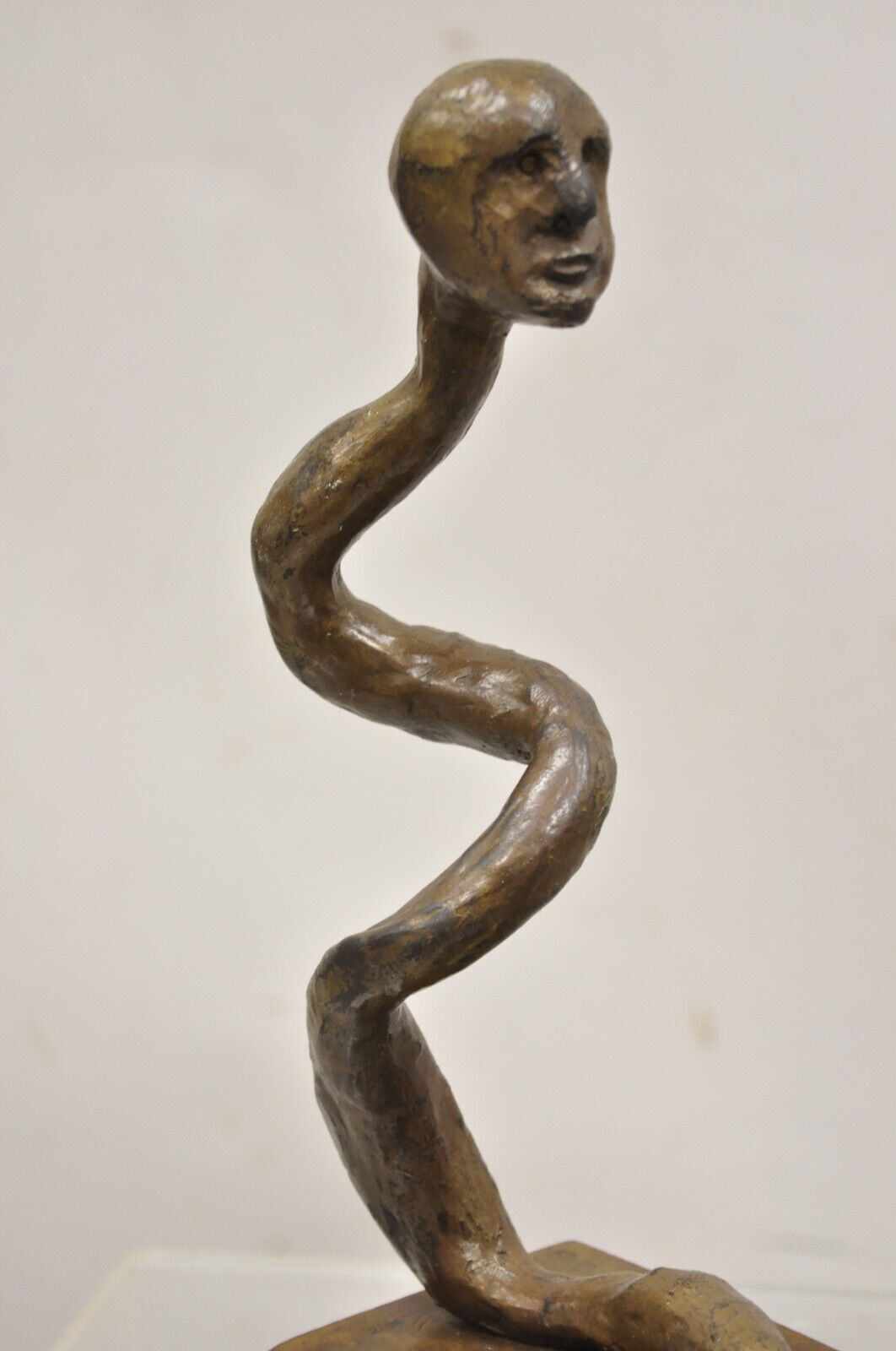 Sheryl C. Benjamin Brutalist Modern Abstract Bronze Serpent Figure Sculpture