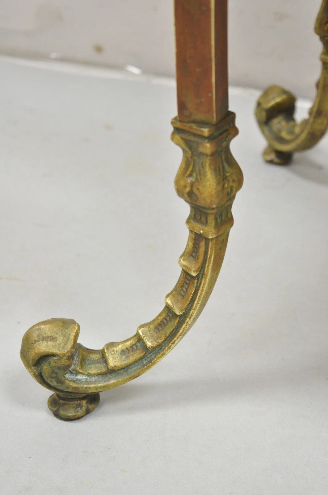 Antique French Victorian Bronze 2 Tier Onyx Stone Plant Stand Accent Side Table