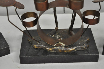 Contemporary Brutalist Style Bronze & Marble Jazz Musician Band Figures 5 Pc Set