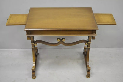 Vintage J. Zonon Regency Style X-Frame Mahogany Side Lamp Tables - a Pair
