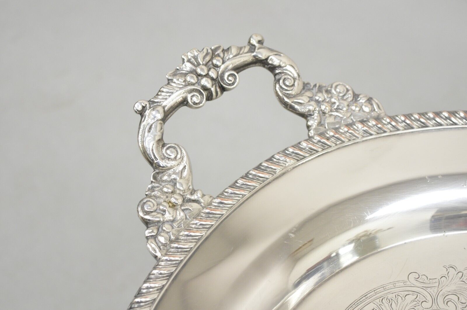 Vtg English Victorian Large Oval Silver Plated Serving Platter Tray by Victoria