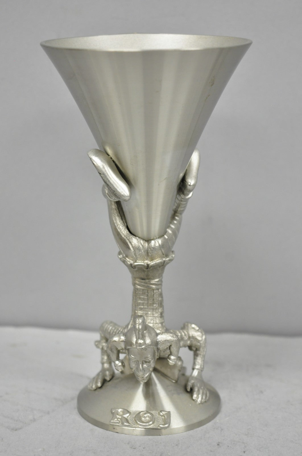 Vintage Royal Order of Jesters Figural Pewter Metal Award Renaissance Goblet