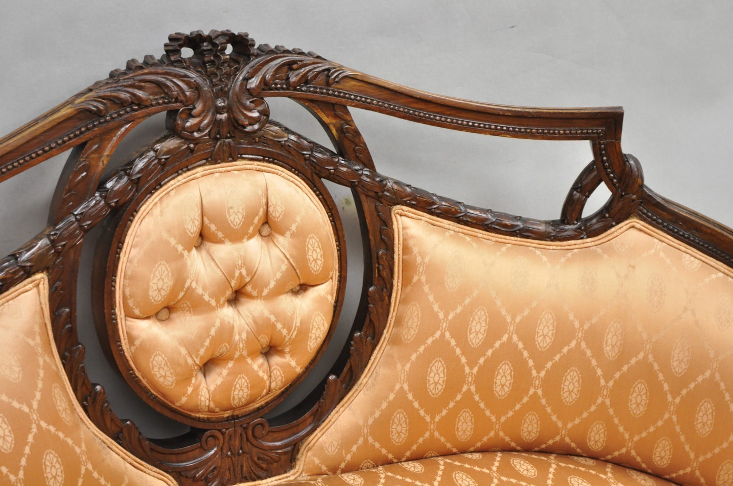 Antique French Victorian Louis XV Style Open Carved Walnut Loveseat Settee Sofa