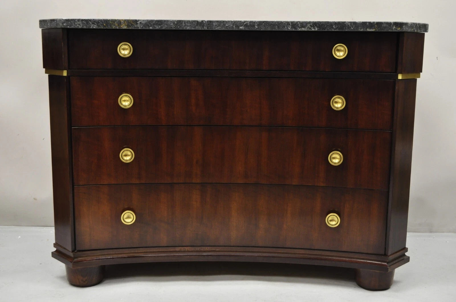 Henredon Empire Neoclassical Marble Top Mahogany 4 Drawer Dresser Chest Commode