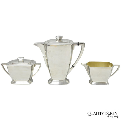 Antique 1847 Rogers Bros "Legacy" Art Deco Silver Plated Tea Set - 3 Pc Set