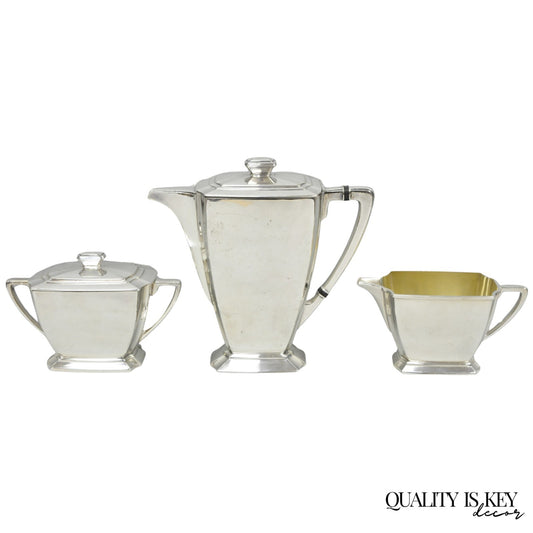 Antique 1847 Rogers Bros "Legacy" Art Deco Silver Plated Tea Set - 3 Pc Set