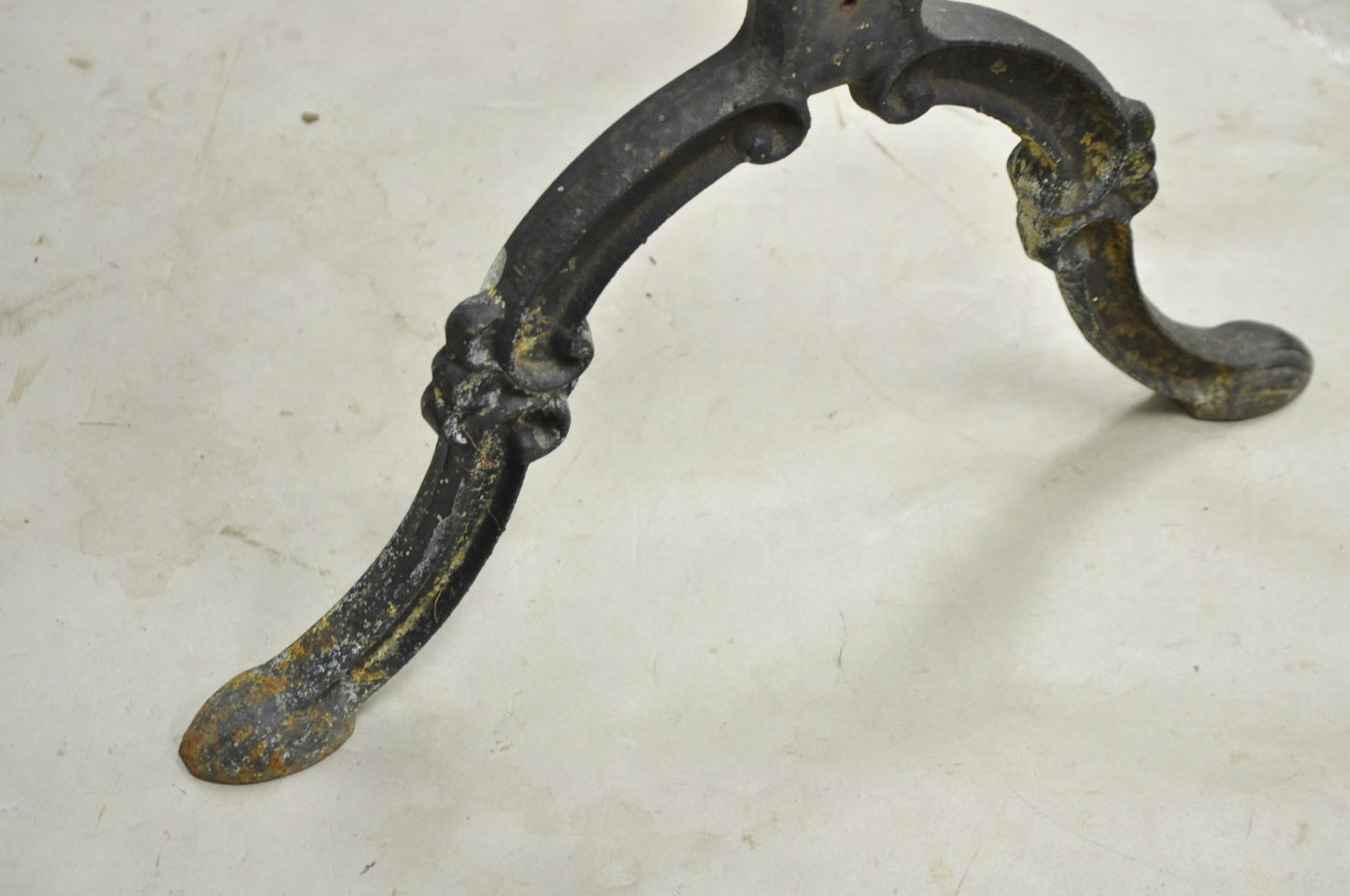 Antique French Victorian Cast Iron Pastry Table Base Marble Top Console Table