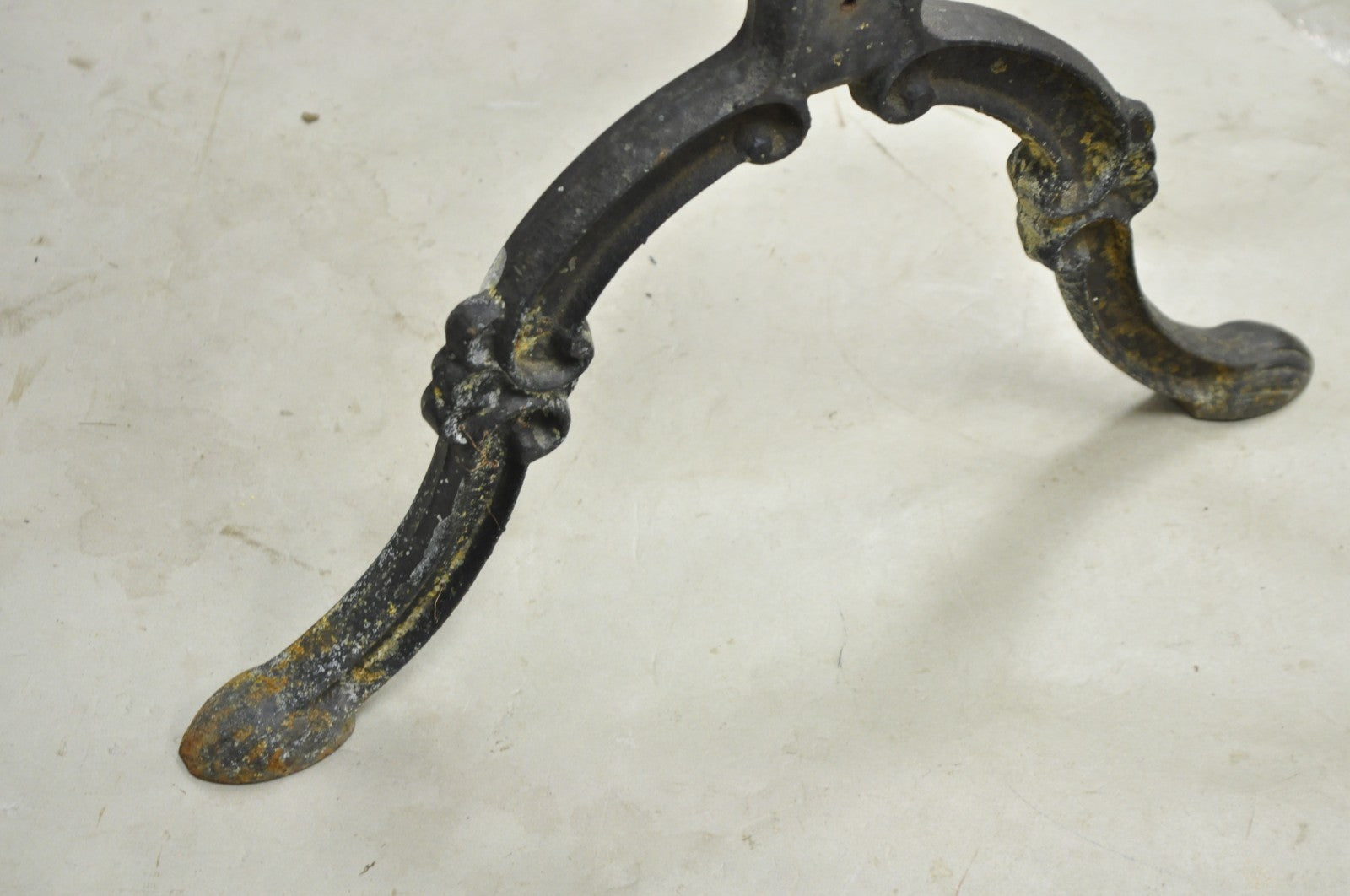 Antique French Victorian Cast Iron Pastry Table Base Marble Top Console Table