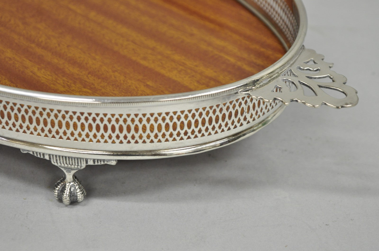 Vintage Eales of Sheffield Mid Century Modern Silver Plate Oval Formica Bar Tray