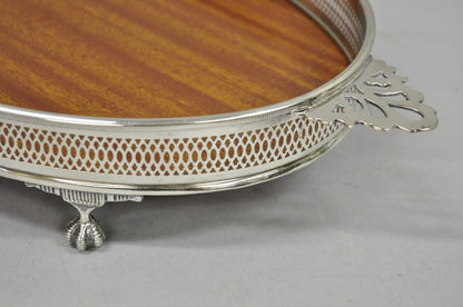 Vintage Eales of Sheffield Mid Century Modern Silver Plate Oval Formica Bar Tray