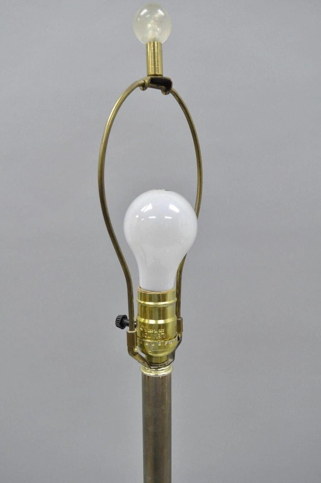 Vintage Mid Century Modern Brass Lucite Marble Floor Lamp w Magazine Table Rack