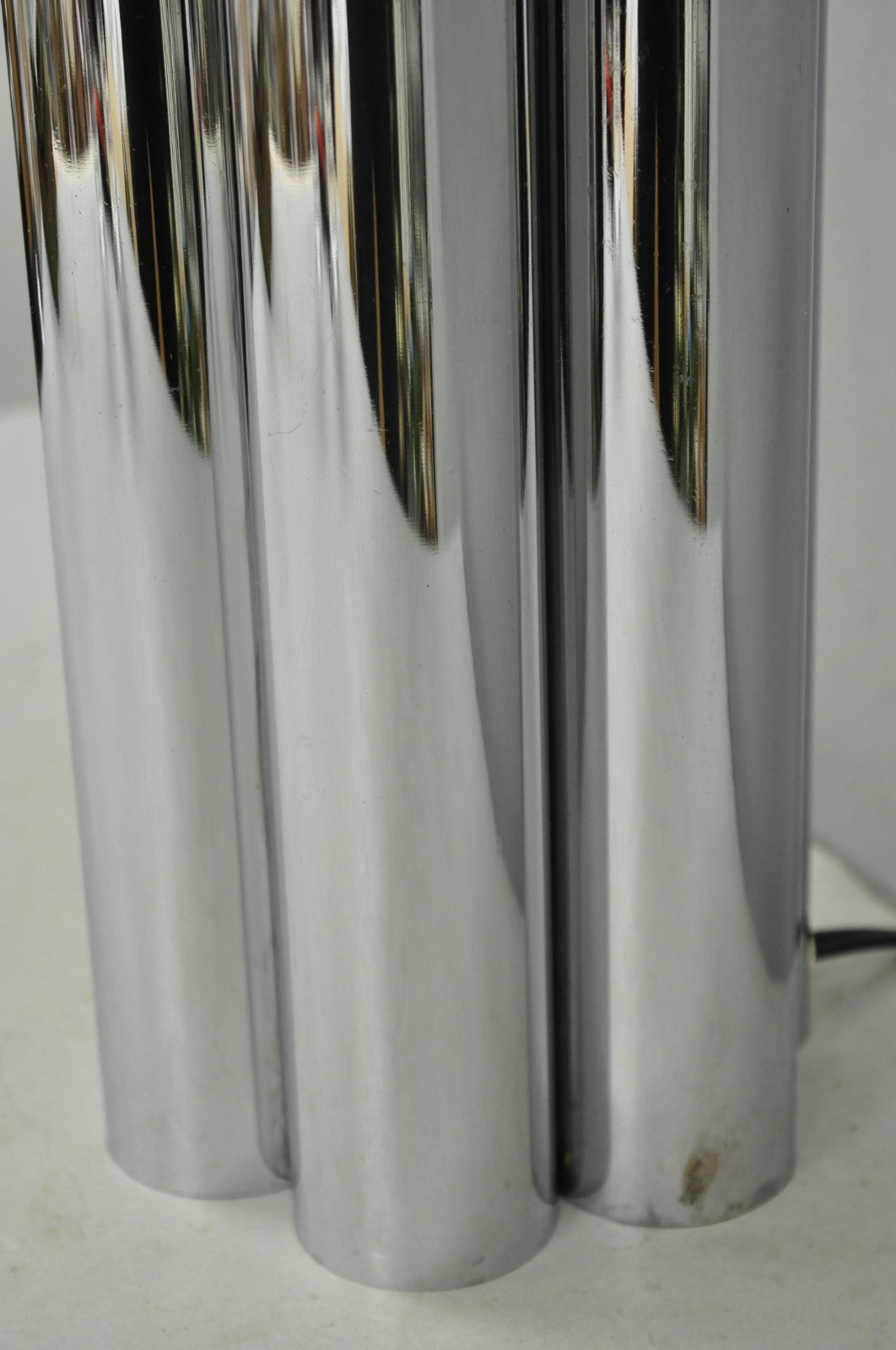 Vintage Mid Century Modern Sculptural Stacked Chrome Skyscraper Table Lamp