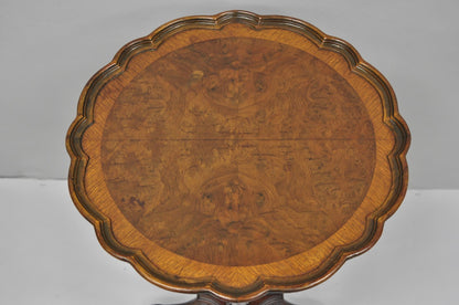 Antique French Louis XV Style Burl Walnut Small Pedestal Base Accent Side Table
