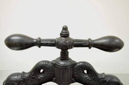 Antique 19th C. Cast Iron Classical Figural Dolphin Victorian Book Press