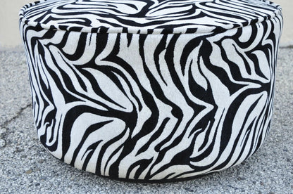 Contemporary Modern Zebra Print Upholstered Round Swivel Club Lounge Chair