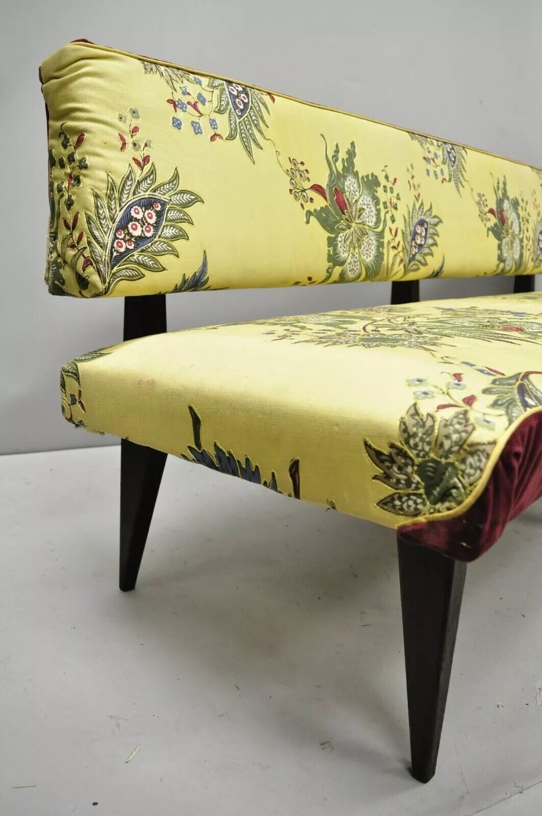 Mid Century Italian Modern Oak Wood Banquette Settee Bench After Paolo Buffa