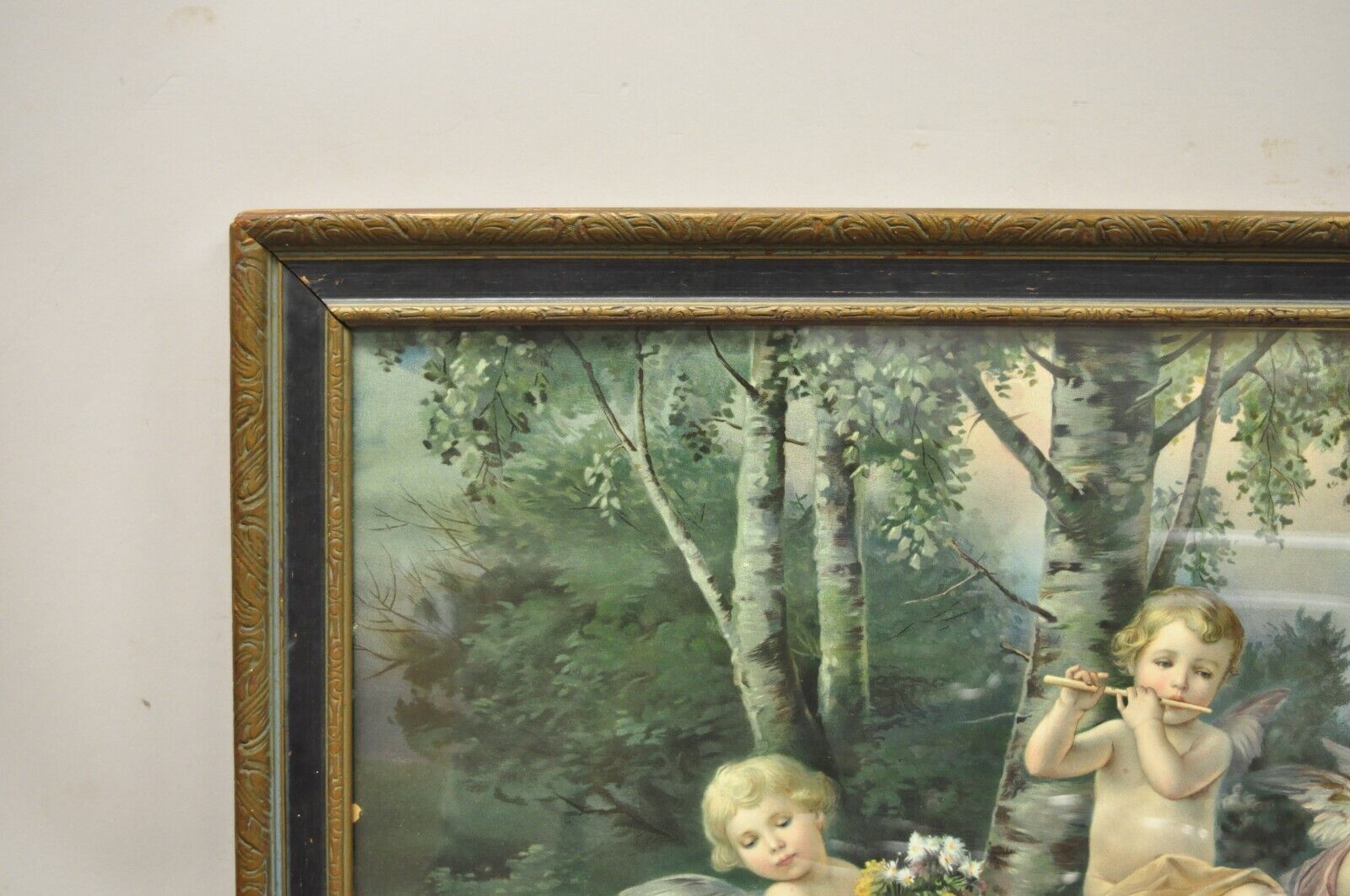Vintage Mataloni Giovanni Large Art Print of Mary Jesus Lamb Angels