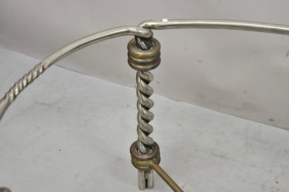 Vintage Italian Neoclassical Style Steel Bronze Twisted Metal Oval Coffee Table