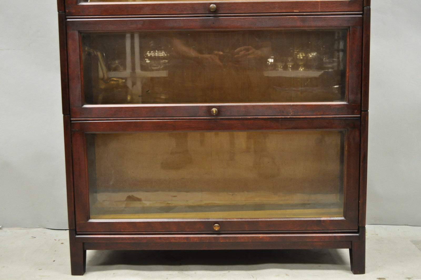 Antique Mahogany 4 Section Barrister Bookcase Glass Door Stacking Lawyer Cabinet